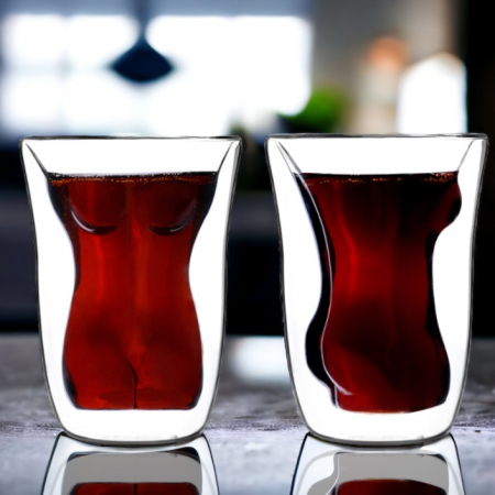 Set 2 Pahare din sticla dubla Beauty Body 180 ml [4]