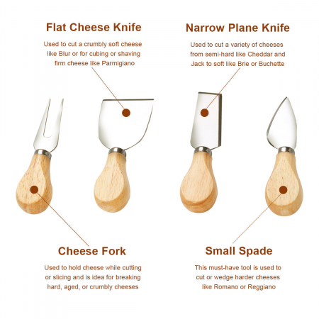 Set 4 cuțite pentru brânză Wooden Box [2]