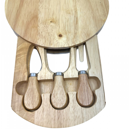 Set 3 piese pentru servire brânză in suport din lemn in forma de cap de soarece [2]