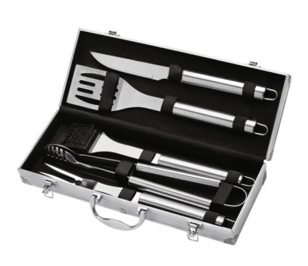 Cadouri nunta - Set 5 ustensile pentru grătar in caseta din aluminiu - Premium Quality