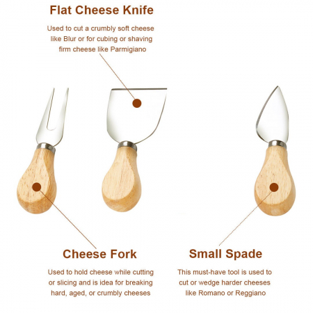 Set 3 cuțite pentru brânză Cheese si suport lemn [1]