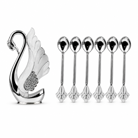 Cadouri Femei – Idei Elegante și Cadouri Premium pentru Ea | Borealy - Lebăda argintată cu 6 lingurite