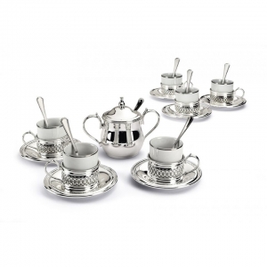 Set Cafea 6 Tazzine ESPRESSO placat cu argint by Chinelli, made in Italy [1]