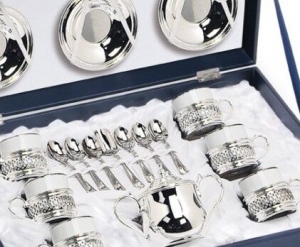 Set Cafea 6 Tazzine ESPRESSO placat cu argint by Chinelli, made in Italy [2]