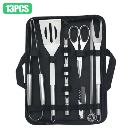 Cadouri Sfantul Nicolae - Set 13 ustensile pentru grătar cu husa Barbeque Kit Kitchen