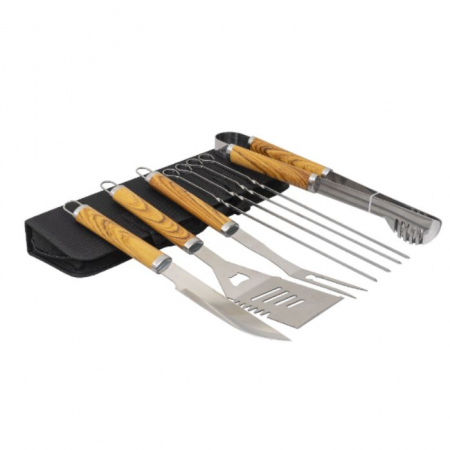 Cadouri pentru Pensionari - Set 8 ustensile pentru grătar cu husa Barbeque Kitchen