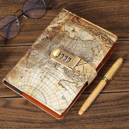 Cadouri pentru Diriginta - Set Agenda si Pix World Map Vintage