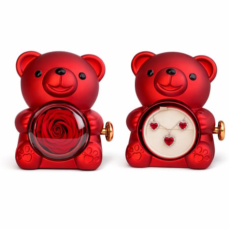 Cadouri Valentine's Day - Set Bijuterii Red Heart cu Ursuleț – Cadou Valentine’s Day pentru Femei | Borealy