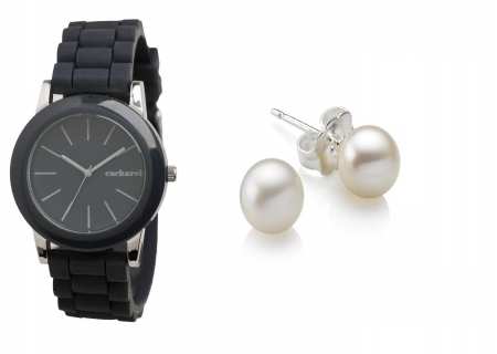 Set Black Orchid Ceas Cacharel si Cercei Perle Naturale [0]
