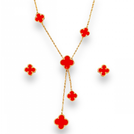 Set Cercei Colier Floare Red [2]