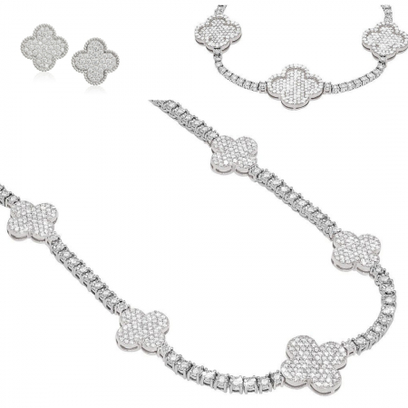 Cadou de Craciun Set Colier, Cercei si Bratara Tennis Trifoi [1]