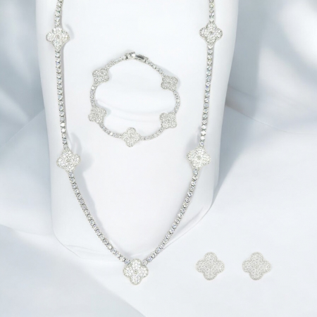 Cadou de Craciun Set Colier, Cercei si Bratara Tennis Trifoi [0]