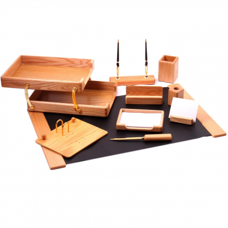 Set Business Desk multifunctional pentru birou Light Camel cu 10 accesorii [0]
