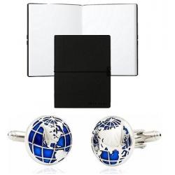 Set Butoni World Map Silver & Blue si Note pad Hugo Boss [0]