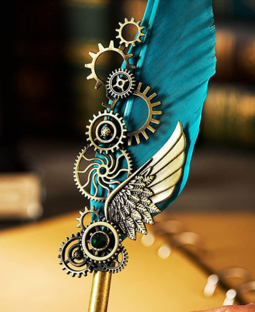 Set Cadou Caligrafie Vintage cu Pana si Accesorii - Bleu [1]