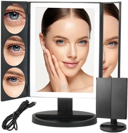 Oglindă Machiaj Mărire 3x 5x 10x  cu lumină tactilă LED [0]