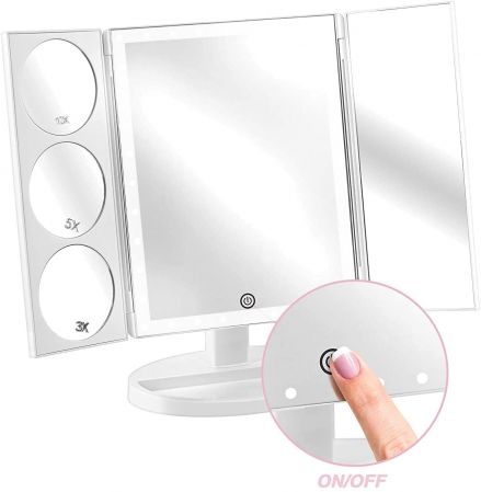 Oglindă Machiaj Mărire 3x 5x 10x  cu lumină tactilă LED [5]