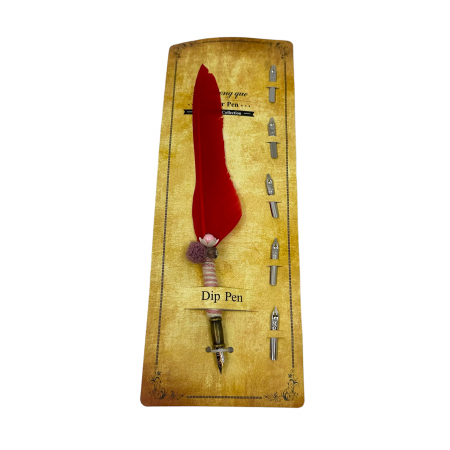 Cadouri pentru nou nascuti - Set Caligrafie Royal Red: include Pana + 5 penite