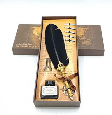 Set Caligrafie Royal Deluxe  (culori pana: bleumarin, negru, roz si verde) [1]