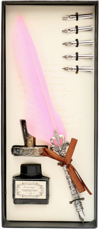 Set Caligrafie Royal Deluxe  (culori pana: bleumarin, negru, roz si verde) [5]