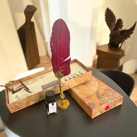 Set Caligrafie Royal Deluxe  (culori pana: bleumarin, negru, roz si verde) [3]