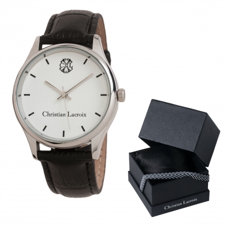 Ceas Christian Lacroix, Pix Treillis Desk Christian Lacroix si Butoni Elegant Round Silver by Borealy [5]