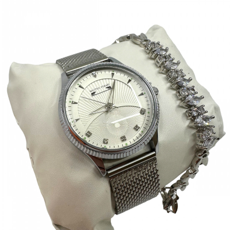 Set Ceas Silver Star Matteo Ferari & Bratara Crystal Chain [0]