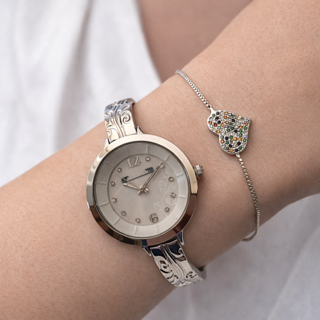 Cadouri nunta - Set Ceas Silver Elegance Matteo Ferari & Bratara Heart