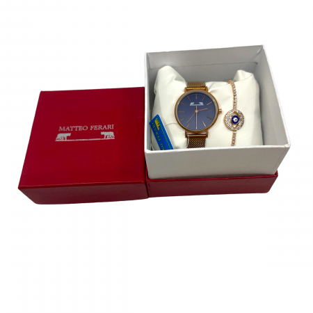 Set Ceas Pink Gold Matteo Ferari & Bratara Golden Eye [1]
