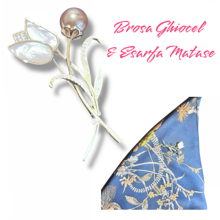 Brose - Brosa Ghiocel & Esarfa Matase Borealy