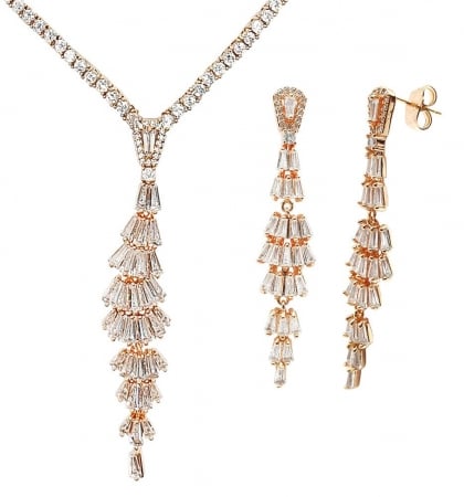 Set Colier si Cercei Fan Pink by Borealy [1]