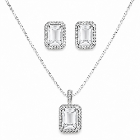 Bratari Mireasa - Set Colier și Cercei Sapphire Elegance