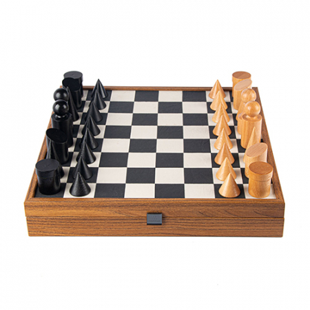 Cadouri pentru Parinti - SET SAH MANOPOULOS STIL BAUHAUS ALB NEGRU