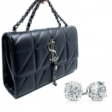 Cadouri de ziua femeii - Cadou Valentine's Day Geanta Black Glam si Cercei Diamond One