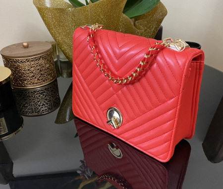 Set Geanta So Red si Cercei Gold Studs [4]