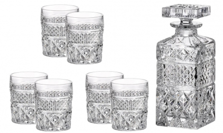 Set Luxury Decantor Carafa si 6 Pahare din Cristal de Bohemia Kitchen [4]