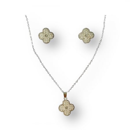 Seturi Bijuterii - Set Medalion si Cercei Clover White