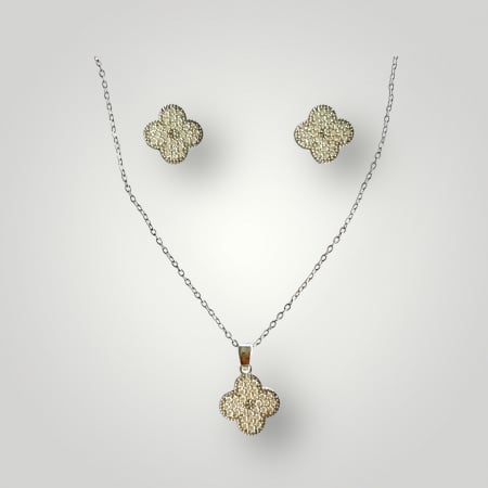 Set Medalion si Cercei Clover White [2]