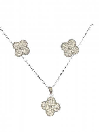 Set Medalion si Cercei Clover White [1]