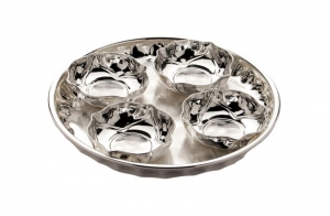 Platou 4 boluri placate cu argint PETALO NINFEA  SERA by Chinelli, made in Italy [0]