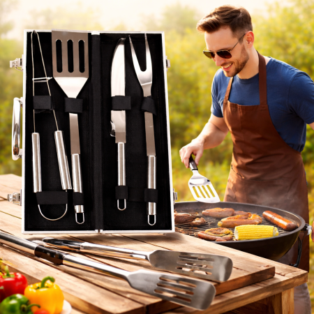Cadouri Bărbați – Idei Inspirate pentru El - Set Professional BBQ 4 ustensile gratar