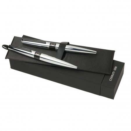 Set  Frank Chrome (ballpoint pen & rollerball pen) Cerruti 1881 & Butoni Elegant Round Silver [2]