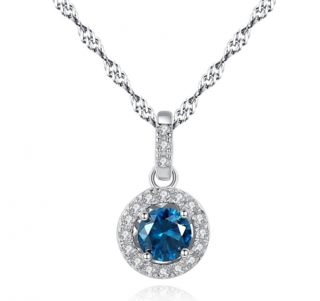 Set Solitaire Safir Colier si Cercei Argint 925 by Borealy [2]