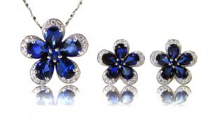 Safir Flowers Colier şi Cercei 10 carate & Silver 925 [0]