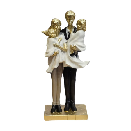 Cadouri Femei – Idei Elegante și Cadouri Premium pentru Ea - Statuetă decorativă din rășină Părinți cu Două Fetițe, 30 cm