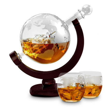 Cadou Decantor cu Doua Pahare Glob World. TOP 10 Cadouri Barbati [8]