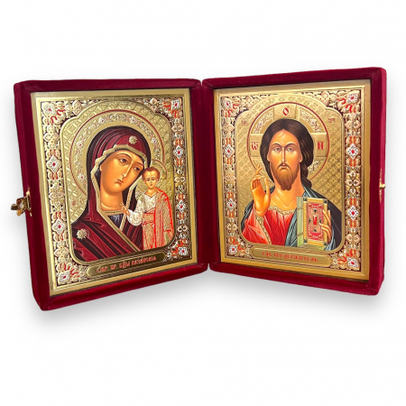 Icoana Dubla Fecioara Maria Ielusalem si Iisus Hristos 12,5 x 11 x 5 cm [0]