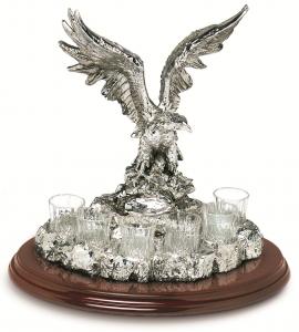 Cadouri pentru Fin - THE KING AQUILA Vodka Set Silver Plated by Chinelli