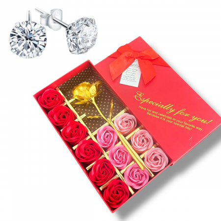 Set 12 Trandafiri de Sapun & Trandafir Gold & Cercei Borealy [0]