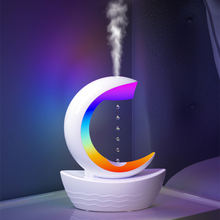 Oferte Black Friday - Umidificator & Difuzor Aromaterapie „Moon Boat” 400 ml – Design Original, Lumină LED, Boxa